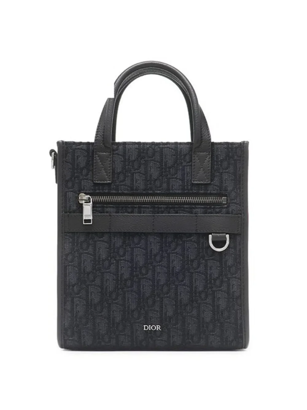Dior 2-Way Safari North South Tote Canvas Leather Black Silver